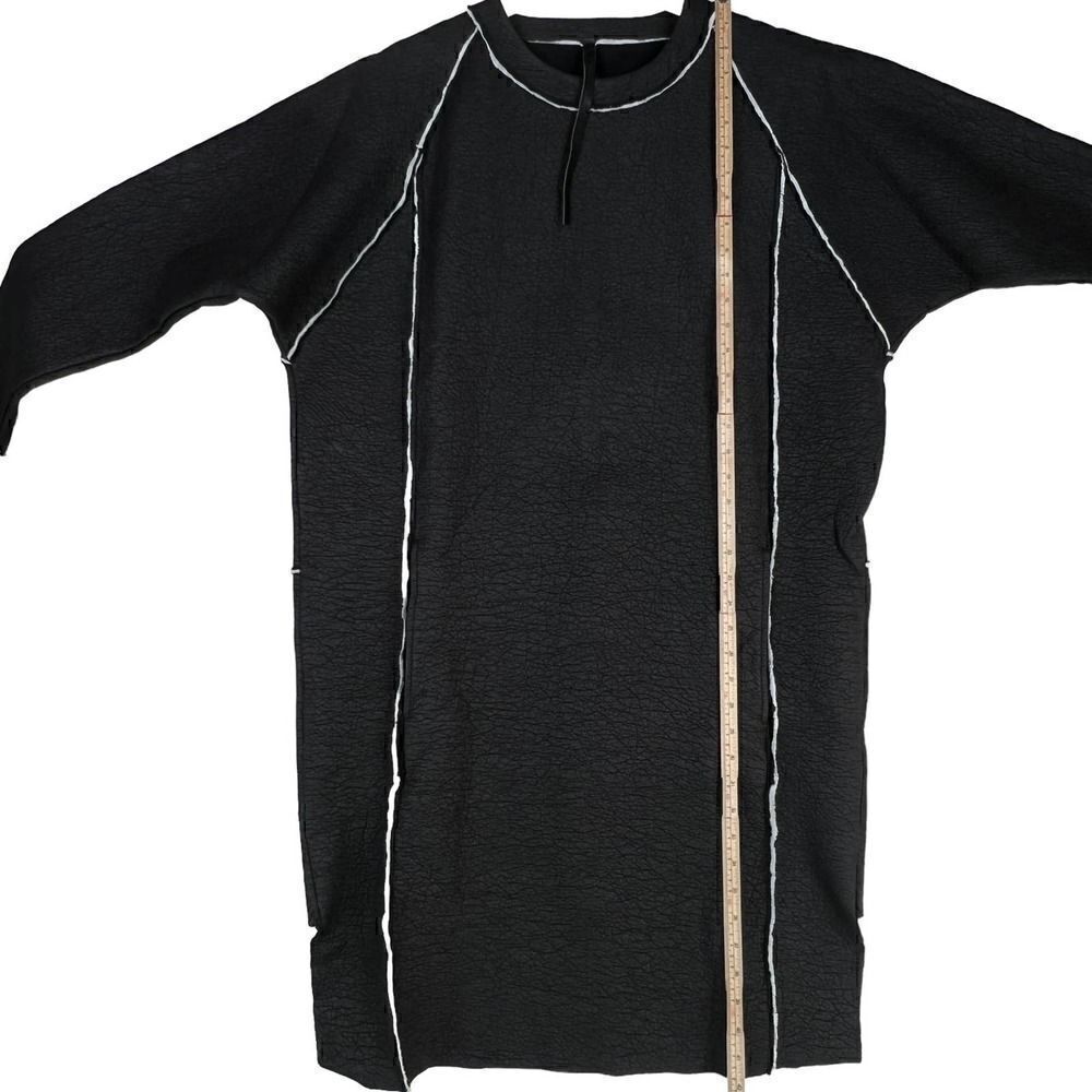 New Barbara Gongini One Size Women Black Tunic Dress Leather Print 100% Cotton - Picture 7 of 11